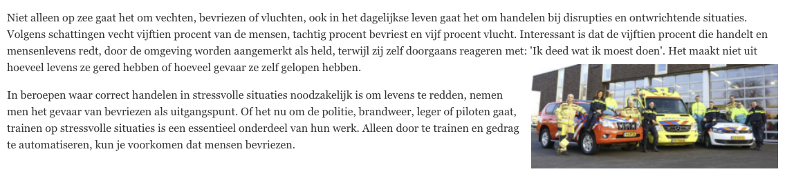 Uitleg over handelen en bevriezen in stressvolle situaties